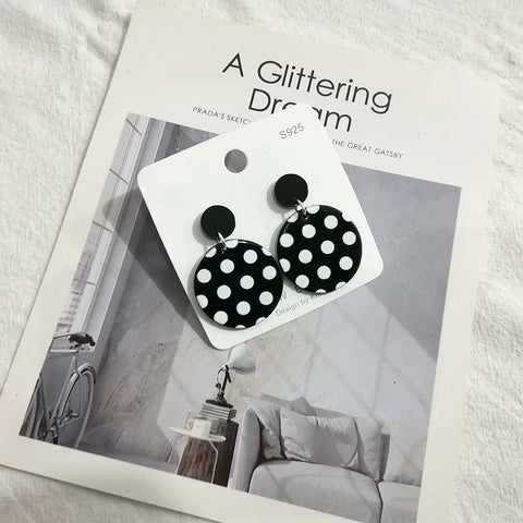 White Black  Earrings for Women Geometric Acrylic Drop Earrings Luxury