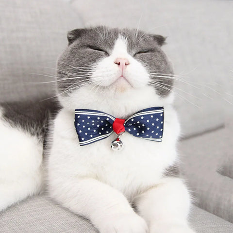 Bow Tie Collar Adjustable Cat Neck  with Bell Small Animal