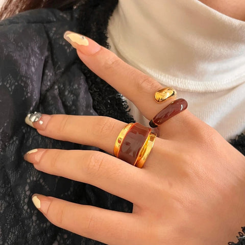 Anillos abiertos de metal de diseño europeo y americano de joyería moderna para mujer