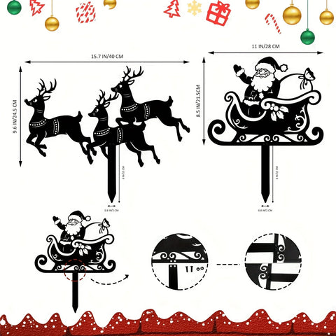 Outdoor Christmas Decorations Set, Reindeer & Christmas Sleigh Silhouette