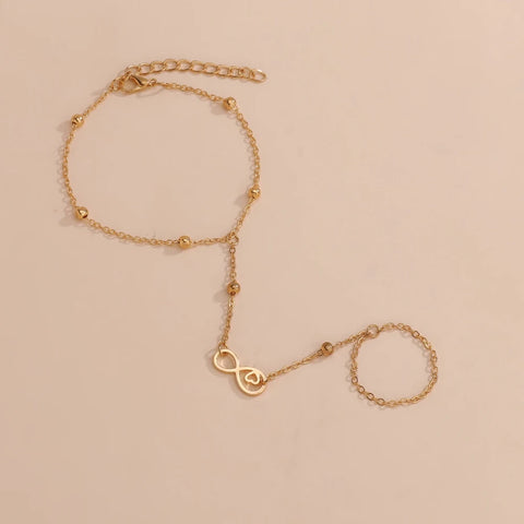 Pulsera minimalista con símbolo infinito y creatividad para mujer, cadena para dedo, joyería, regalo, accesorios de ropa