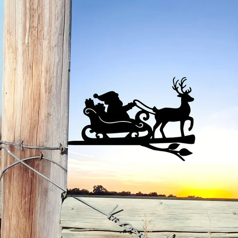 Santa Claus On Silhouette Metal Wall Art Decoration