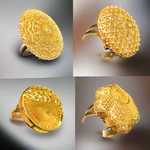 African Jewelry 24K Gold Color Large Women Rings