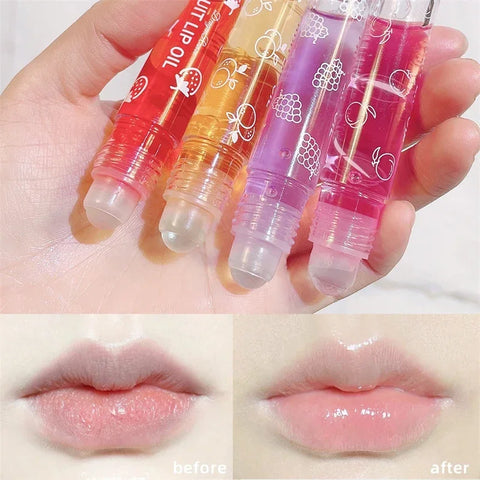 Frutas frescas roll-on bálsamo labial maquiagem primer hidratante claro transparente lipoil longa duração hidratante brilho labial cosméticos