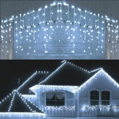 Guirlanda de Natal LED Cortina Icicle Luzes Festoon LED Luz Droop 0.7m Cachoeira Jardim Ao Ar Livre Rua Eaves Decoração