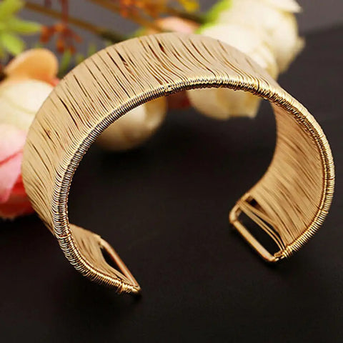 Women Bracelet Multilayer Metal Wires Bangle Wide Cuff