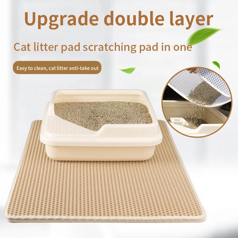 Almohadilla para arena para gatos de doble capa, impermeable, antideslizante, filtro para arena para gatos, alfombrilla para suelo para perros y gatitos