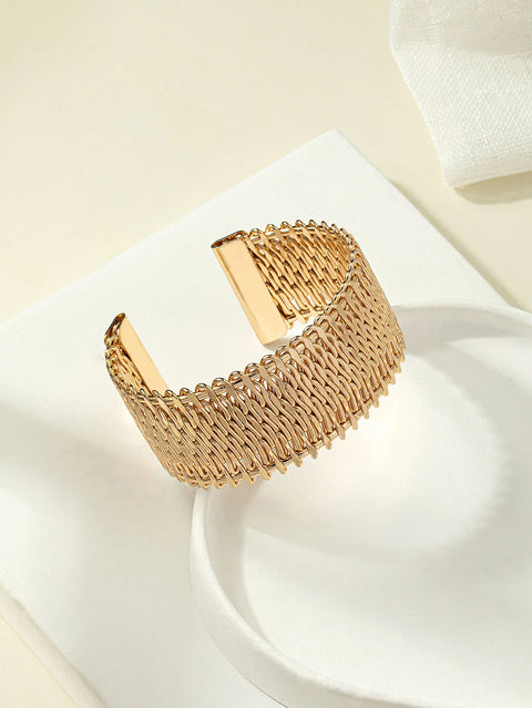 Open  Bracelet Exaggerated Dense Line Embossed Jewelry