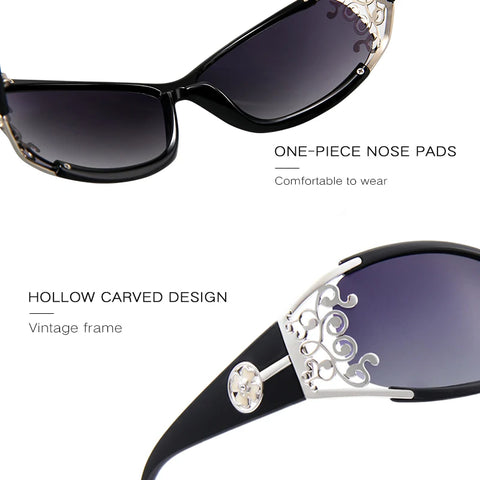 Ladies' Polarized Sunglasses in Dark Tones and Lacy Rims, UV400 Lenses