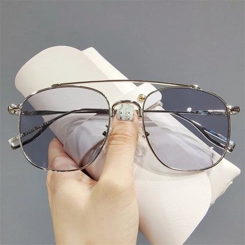 Oversized Square Sunglasses Unisex Classic Metal Oval Double