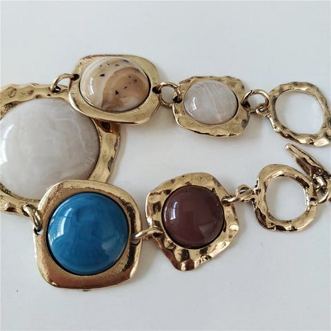 Indian Ethnic Vintage Bracelet  Boho de Metal e e Resin Stone