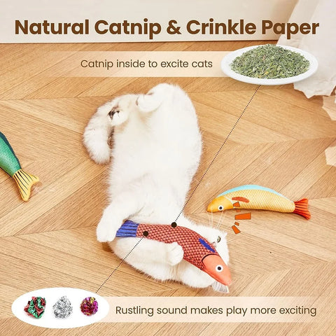 Cat Toy 3D Simulation Fish Pillow fish Interactive Sounding Cat Bite Plush Toys