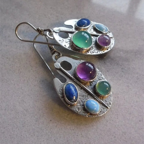 Multicolor Stone Indian Jewelry Dangle Earrings Ethnic Tribal Drop Hook Earrings