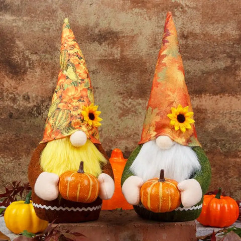 Gnomo de otoño, calabaza, calabaza, sueco, nisse, tomte, elfo, enano, adornos de peluche, decoraciones para Navidad, otoño, decoración de Acción de Gracias