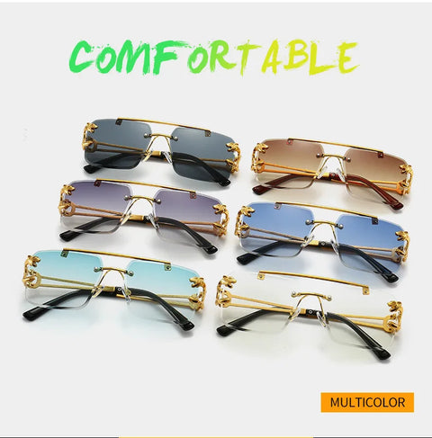 Rimless Square Double Bridge Sunglasses Fashion