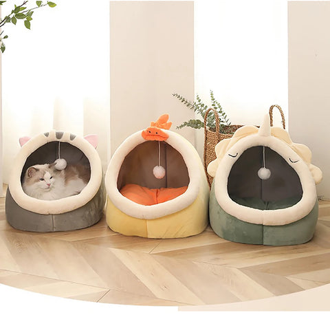 Pet Tent Cave Bed for Cats Small Dogs Self-Warming Cat Tent Bed Cat Hut Comfortable Pet Sleeping Bed Foldable Removable Washable