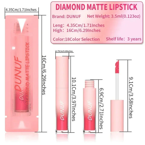 Brillo de diamante resistente al agua, brillo de labios reluciente, 18 colores, lápiz labial líquido con brillo mate, brillo de labios de Color perla de diamante, maquillaje Sexy