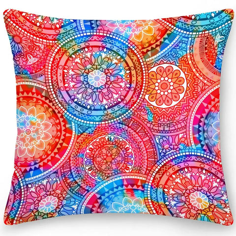 Funda de almohada de mandala, funda de cojín cuadrada, funda de almohada de doble cara, estilo étnico, flor, bohemio