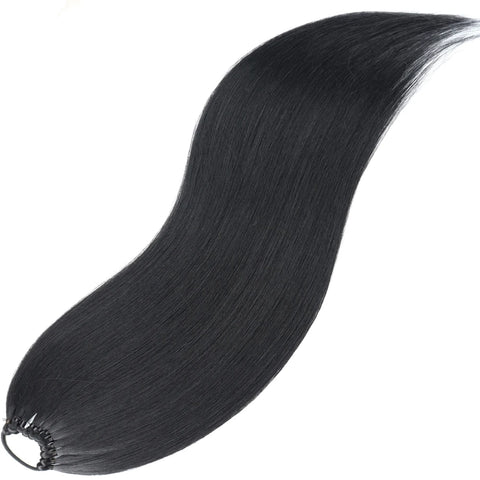 Cabelo para mulheres 24 polegadas extensões de rabo de cavalo sintético natural trançado peruca longa reta elástico