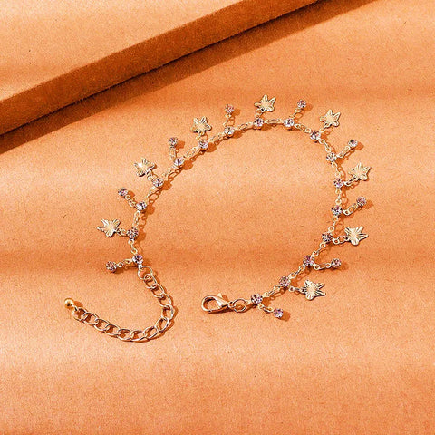 Vintage Boho Rhinestone Pendant Anklet For Women Bohemian Anklets On