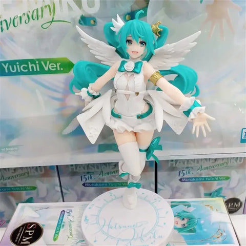 Original SEGA Anime Hatsune Miku Figure 15th Anniversary Angel Sleeping Beauty Figurines Collection