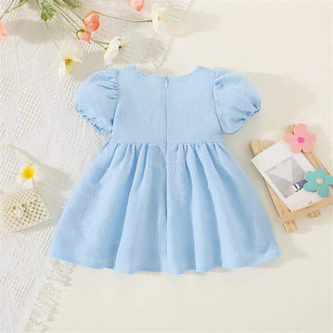 Vestido de verão para bebê menina cor sólida