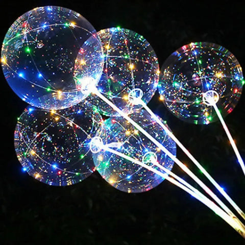 LED Light Balloon With Sticks Luminous Transparent Helium Party Decorations