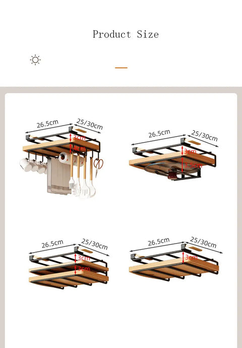 Rack de armazenamento de cozinha sob o armário, toalha de papel, cabide de armário, pendurado, pote de vidro de vinho, prateleira organizadora com ganchos