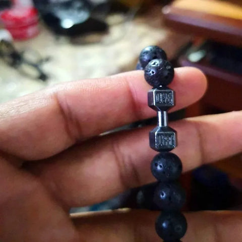 Black natural volcanic lava stone bracelet