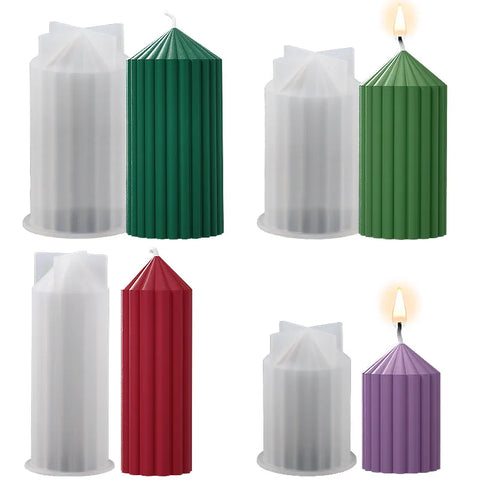 Stripe Pillar Silicone Candle Molds DIY Aromatic Cylinder Candles Making Handmade Scented Long Candle