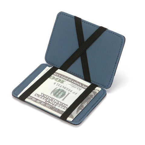Ultra fino couro do plutônio das mulheres dos homens carteiras mágicas portátil curto titular do cartão de crédito caso saco de embreagem