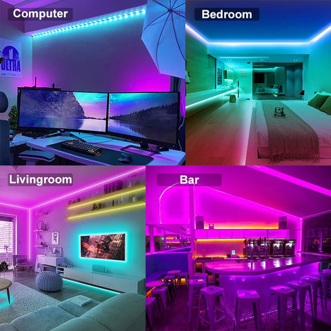 Luzes de tira de LED RGB Bluetooth APP Controle luzes LED Flexível Diodo Decoração Lâmpada Fita