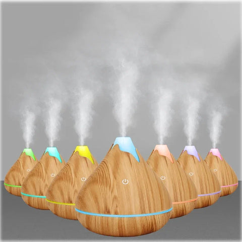 Wood Aromatherapy Essential Oil Diffuser 350ML  Remote Control Humidifier Cool with 7 Color LED Light