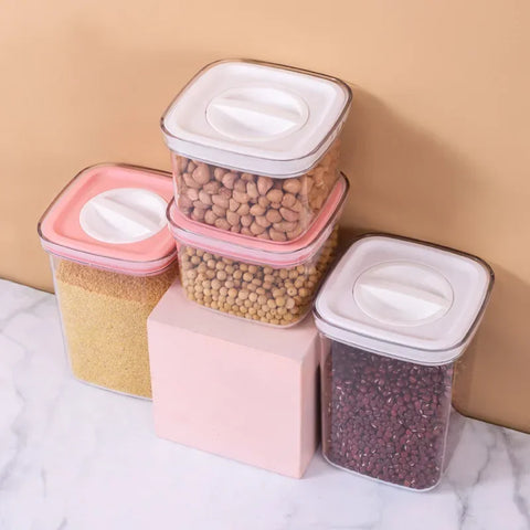 Plastic Food Storage Container for Kitchen Convenience Food Storage Box Organizer Jars with Lid Jars Bulk Cereals Spices Boxes