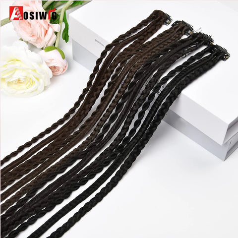 Braid Clip in Hair Extensions Braids Long Synthetic Hairpieces