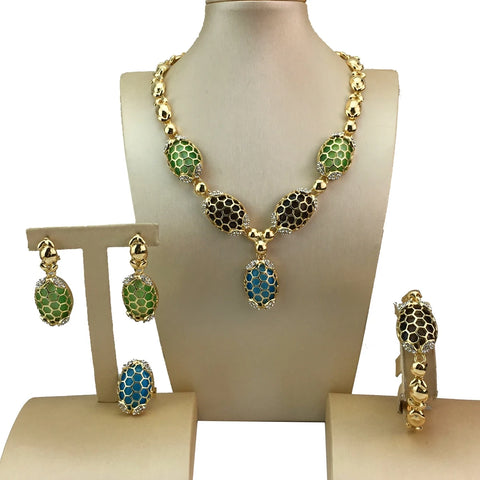 Fashion Colorful Stones Jewelry Sets  Unique Necklace for Women, African Jewelry