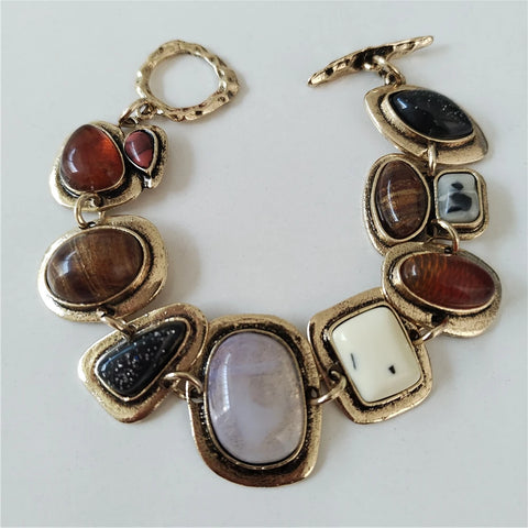 Indian Ethnic Vintage Bracelet  Boho de Metal e e Resin Stone