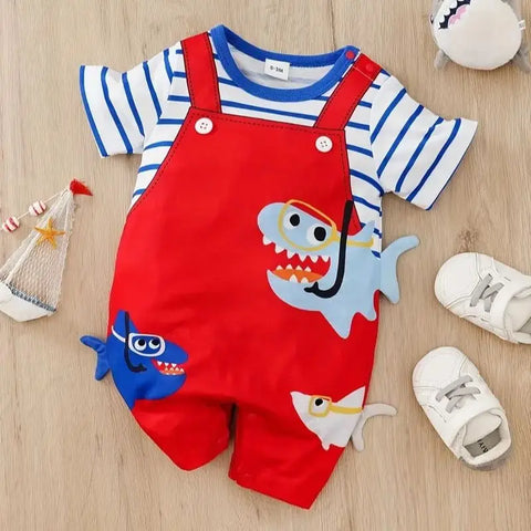 Baby Jumpsuit Short Sleeved Fake 2pcs Incorporated