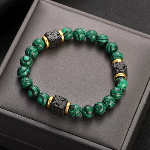 Classic Malachite Bracelets Jewelry Healing Lava Bracelets Diabetes Relief