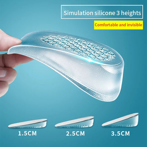 Silicone Gel Invisible Height Increase Insole for Feet Heel Lifting Inserts Shoe Foot Care Protector Elastic Cushion Men Women