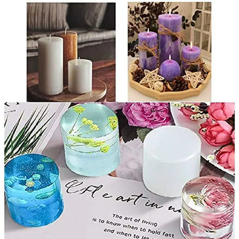 Cylinder Silicone Candle Molds Resin Mould Epoxy Resin Casting Molds for DIY Crafts Wax Candles Making Soaps Clay