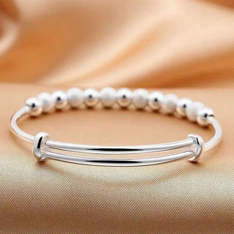 Adjustable bracelet with balls in 925 silver-color