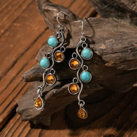 Vintage Boho earrings with stones, various models.