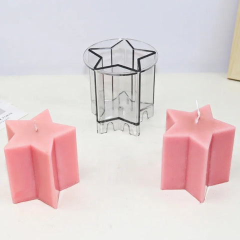Cute Pentagram Star PC Acrylic Candle Mold Geometry Love Candle Making Resin Soap Mold Gifts Easy Demoulding Craft Home Decor