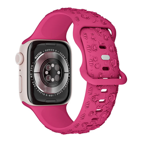 Pulseira de silicone gravada em rosa para apple watch ultra sport, pulseira para iwatch série 8 7 9 6 5 43