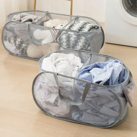 Folding Laundry Basket Household Dirty Clothes Storage Organizer Handle Light Portable