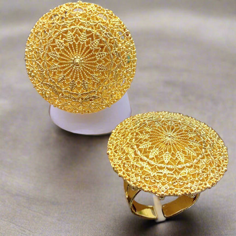 African Jewelry 24K Gold Color Large Women Rings