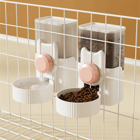 Alimentador para animais de estimação automático, gaiola de 1l, tigela suspensa, dispensador de comida/água, proteção do pescoço, materiais seguros, suprimentos para animais de estimação, cachorro, coelho, gato