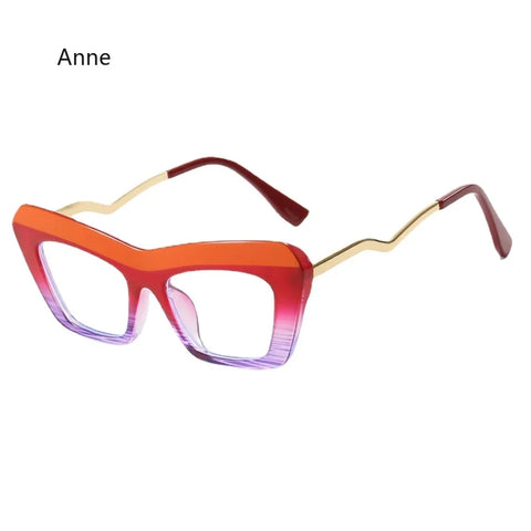 Retro Cat Eye Eyeglasses Frames For Women Designer Luxury Metal Leg Computer Glasses Anti Blue Light Patchwork