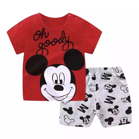 Roupas esportivas casuais para bebês e crianças da Disney Mickey Mouse Conjuntos de roupas para meninos fantasias 100% algodão